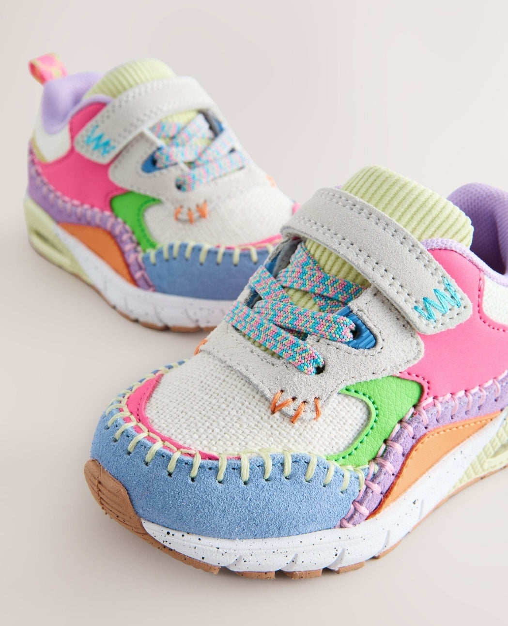 Multi Bright Elastic Lace Chunky Trainers