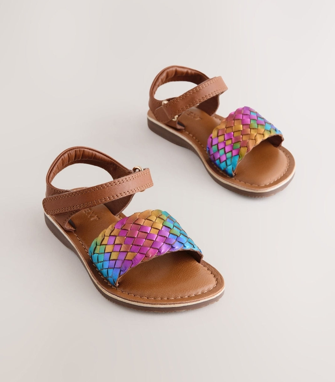 Rainbow Wide Fit (G) Leather Twist 
Sandals with Touch Fastening