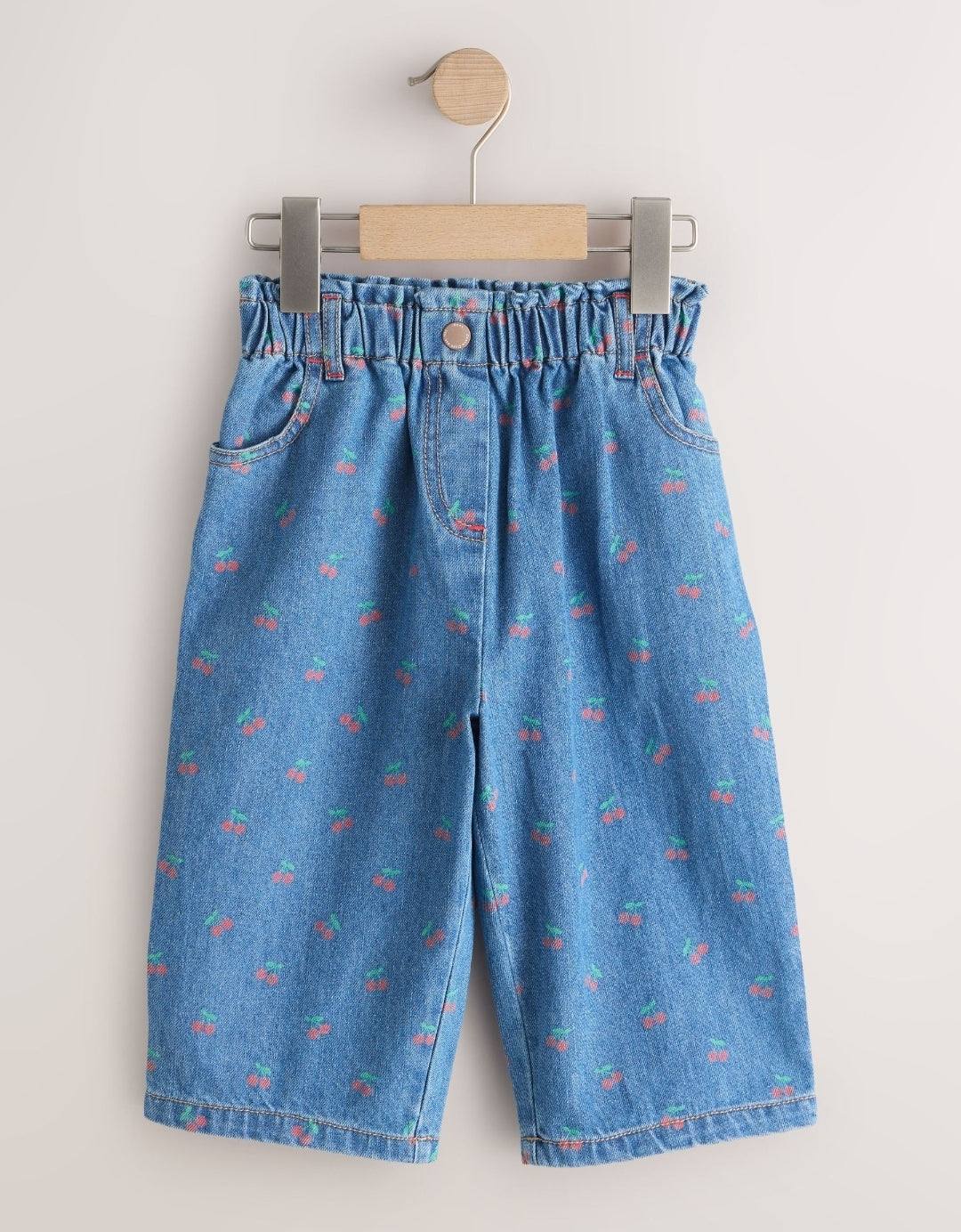 Cherry Print Wide Leg Jeans