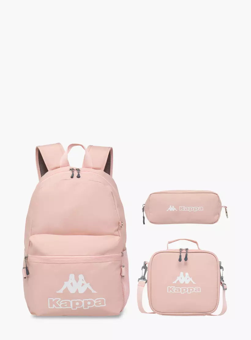 Kappa Logo Print Backpack with Lunch Bag and Pencil Case set