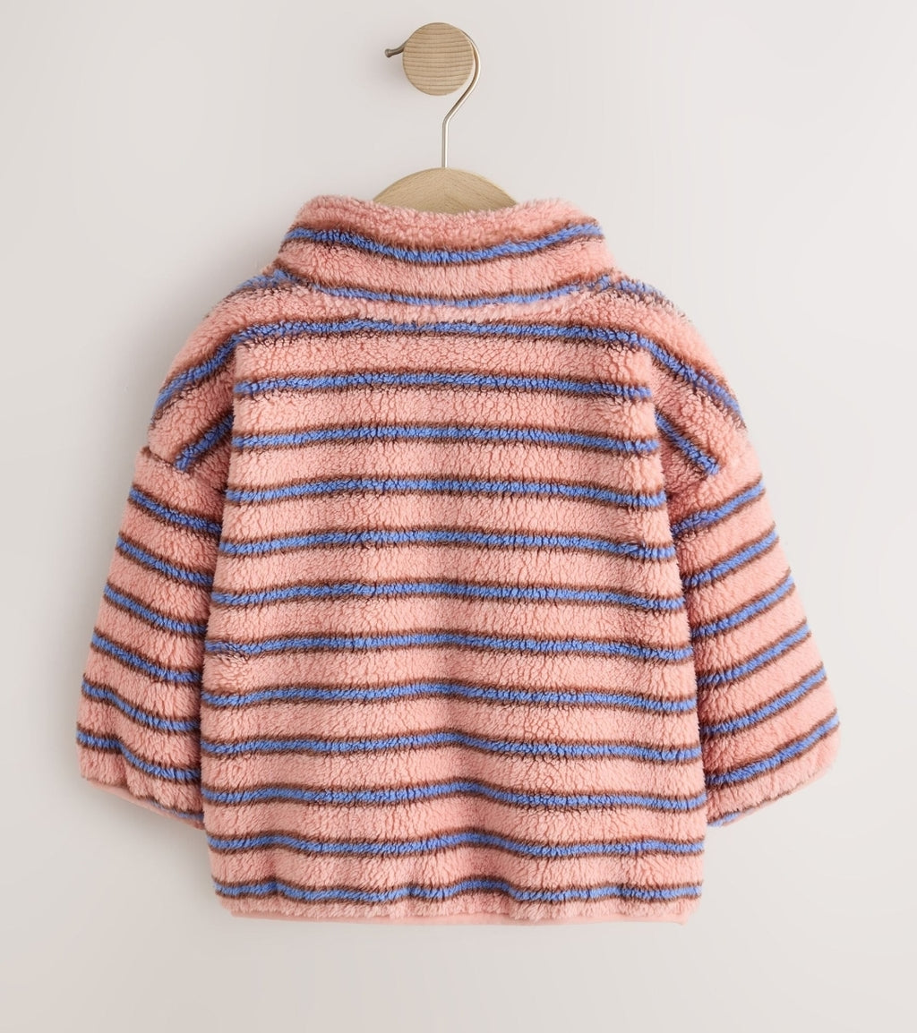 Blue Pink Stripe Half Zip Fleece