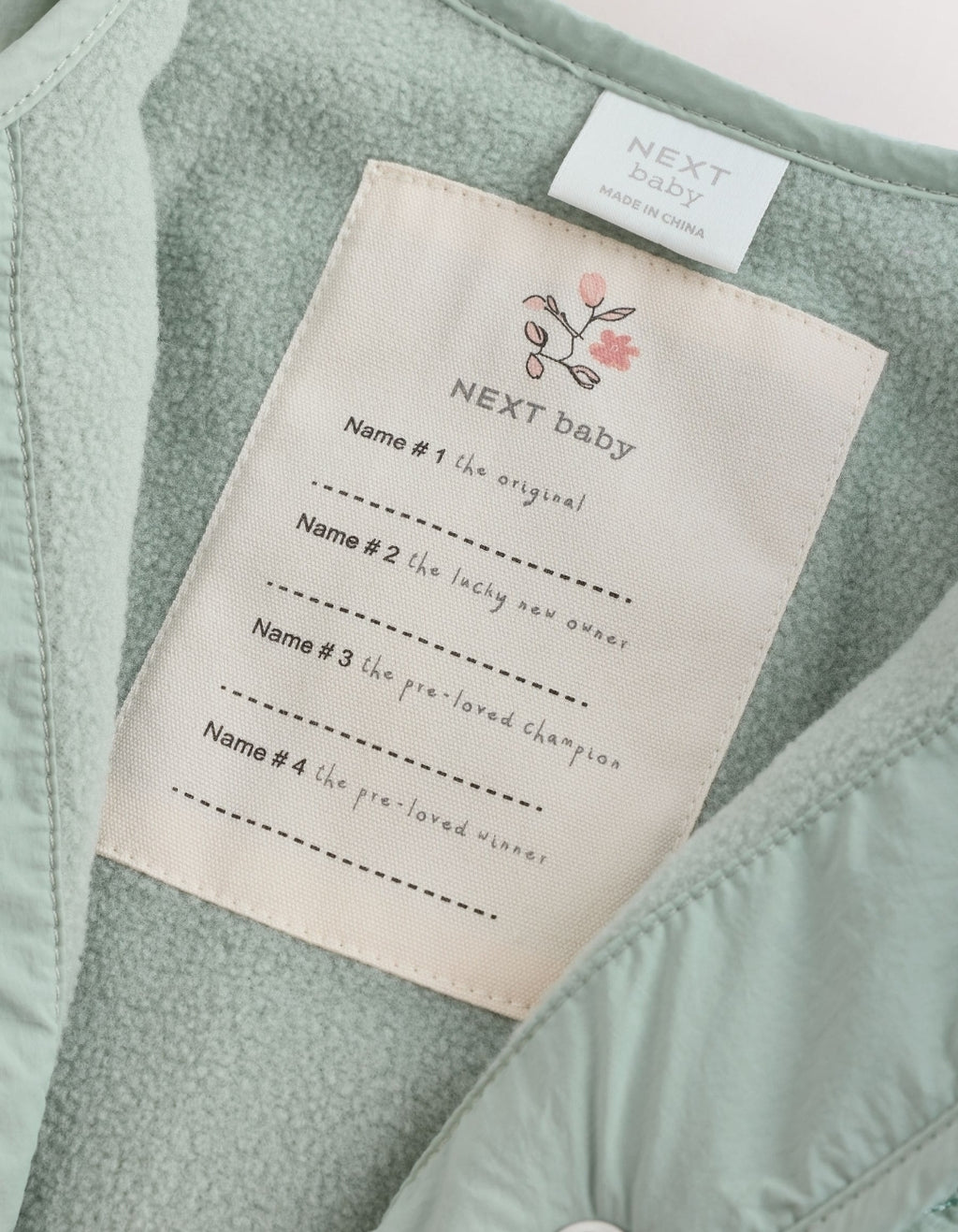 Sage Green Tulip Quilted Nylon
Baby Jacket