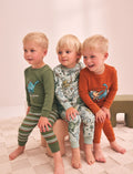 Green/Orange Dino Sketch Snuggle Pyjamas 3 Pack