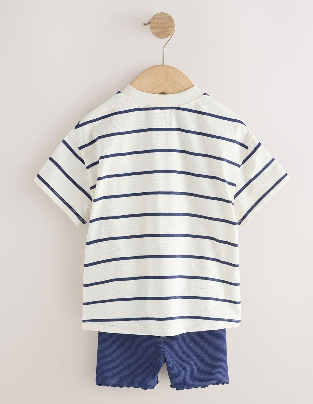 Blue/Ecru Short Sleeve T Shirt and Cycle Shorts Set