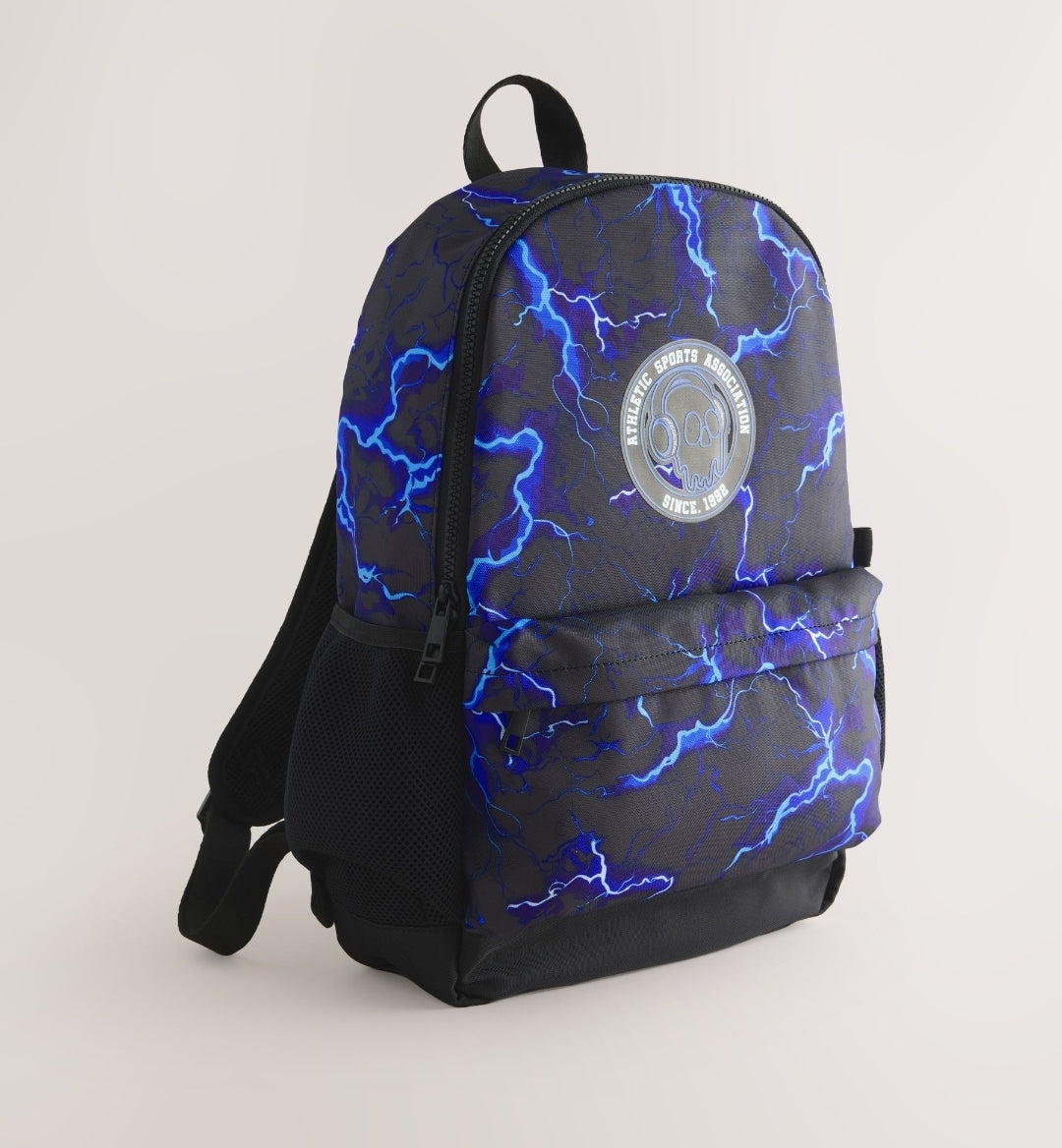 Blue/Black Lightning Print Backpack 16 inches