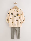 Cream Stripe Bee Sweatshirt and Leggings Set