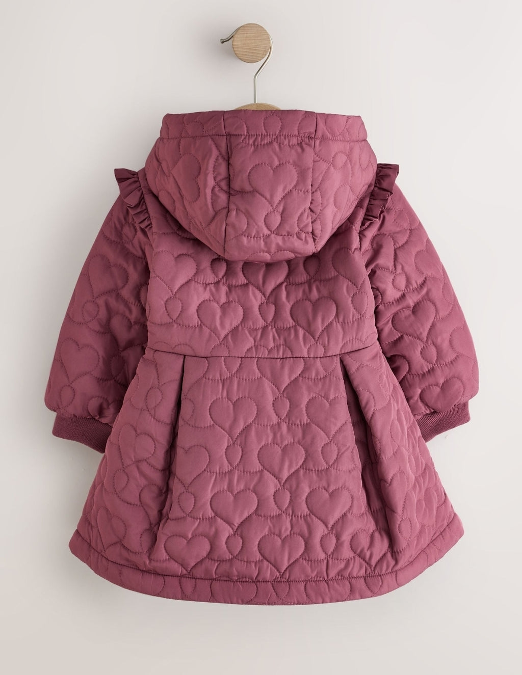 Dark Pink Shower Resistant 
Skirted Quilted Coat