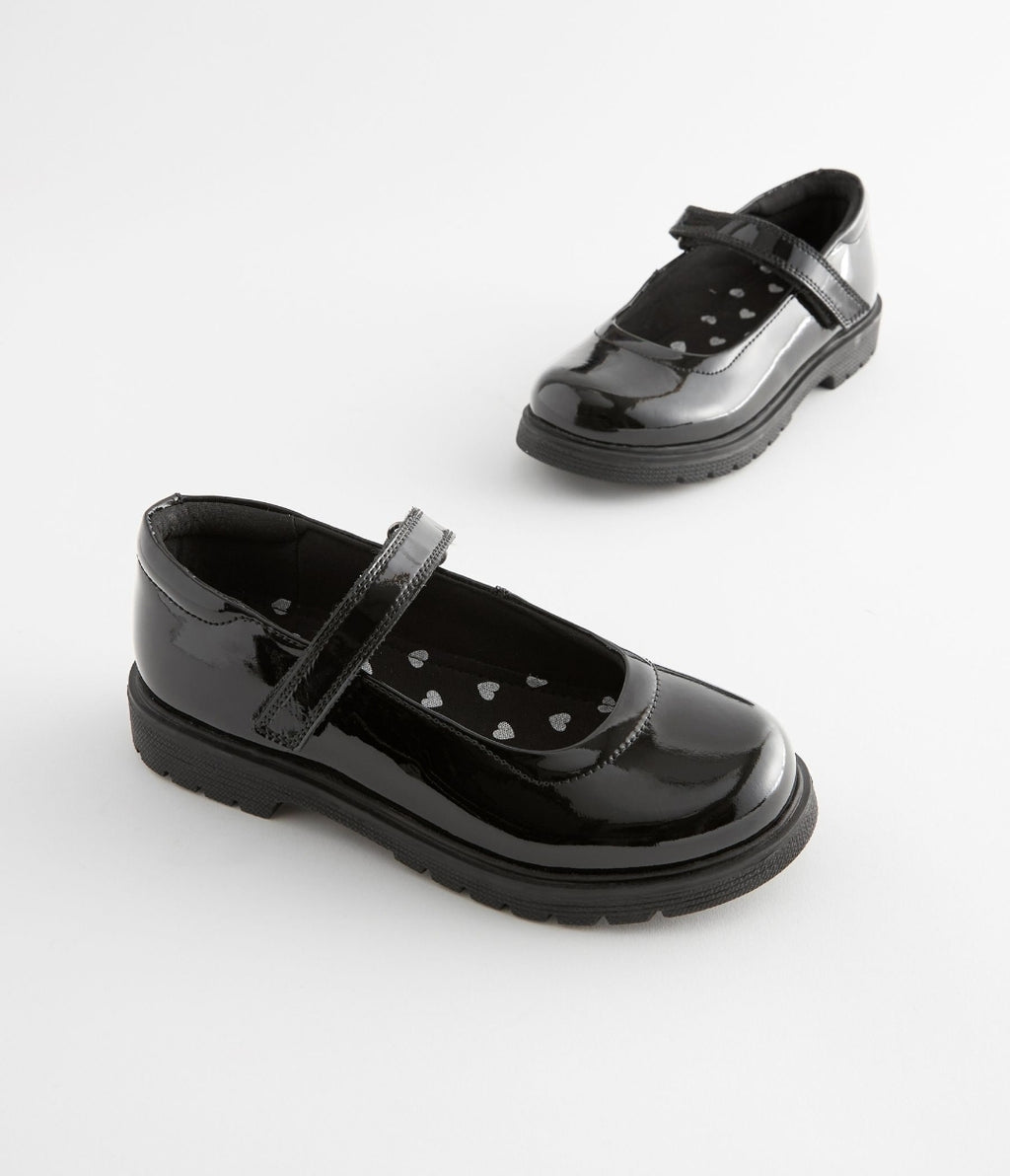 Black Patent Standard Fit (F) School Leather Chunky Mary Jan