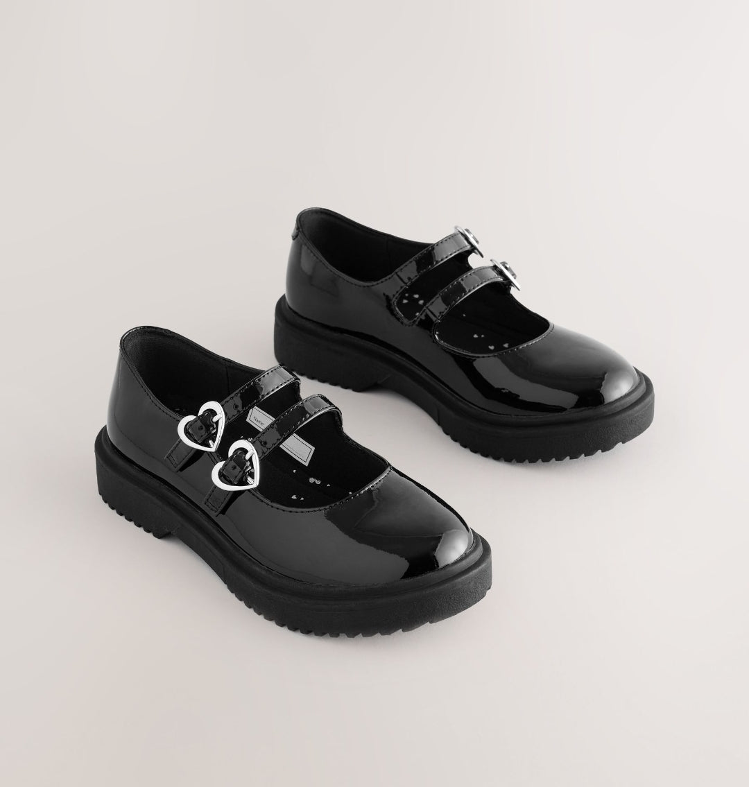 Black Patent School Chunky
Double Buckle Mary Jane Shoes