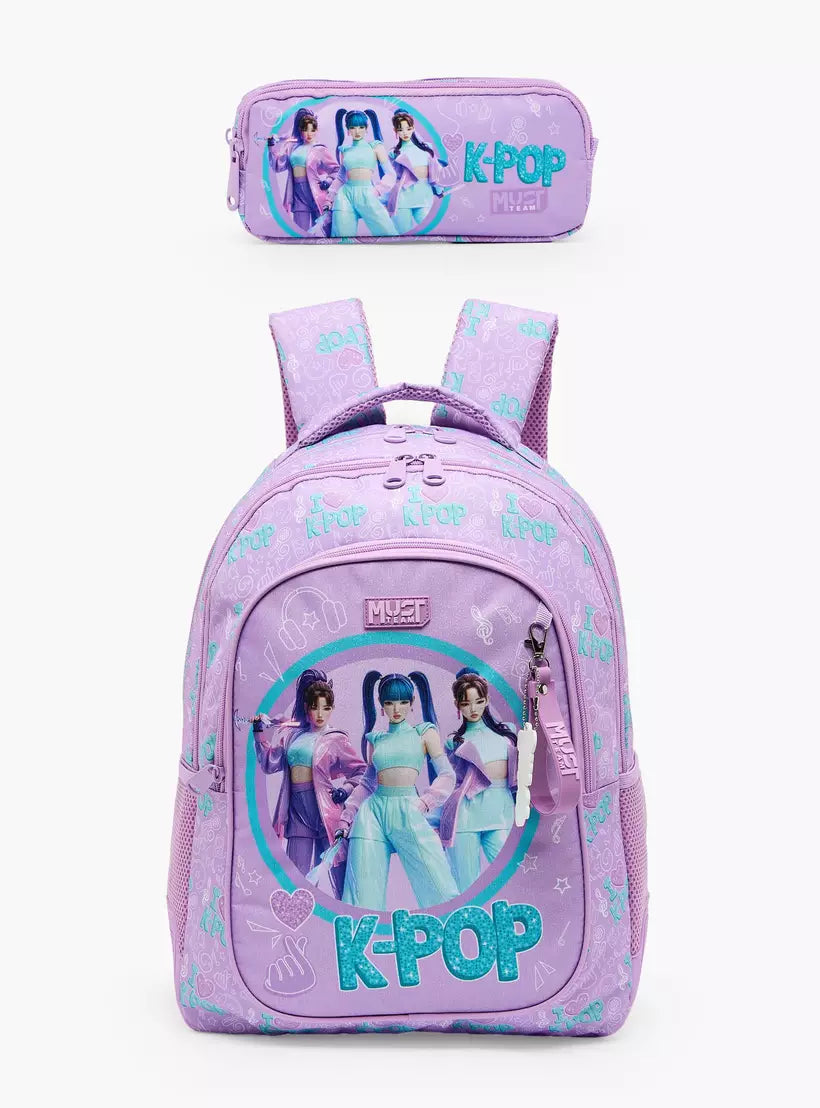 MustTeam KPop Demon Hunters Print Pencil Pouch with 2 Compartments