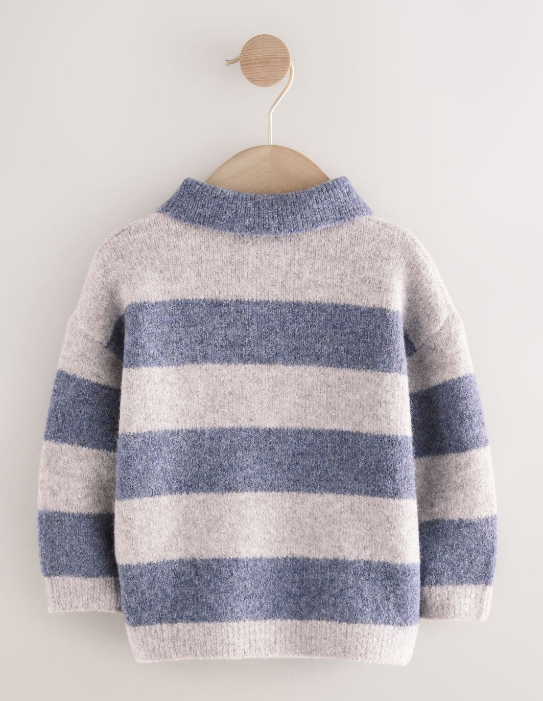 Blue Stripe Knitted Rugby Polo Shirt