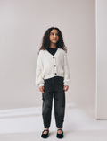 Charcoal Velvet Bow Barrel Jeans