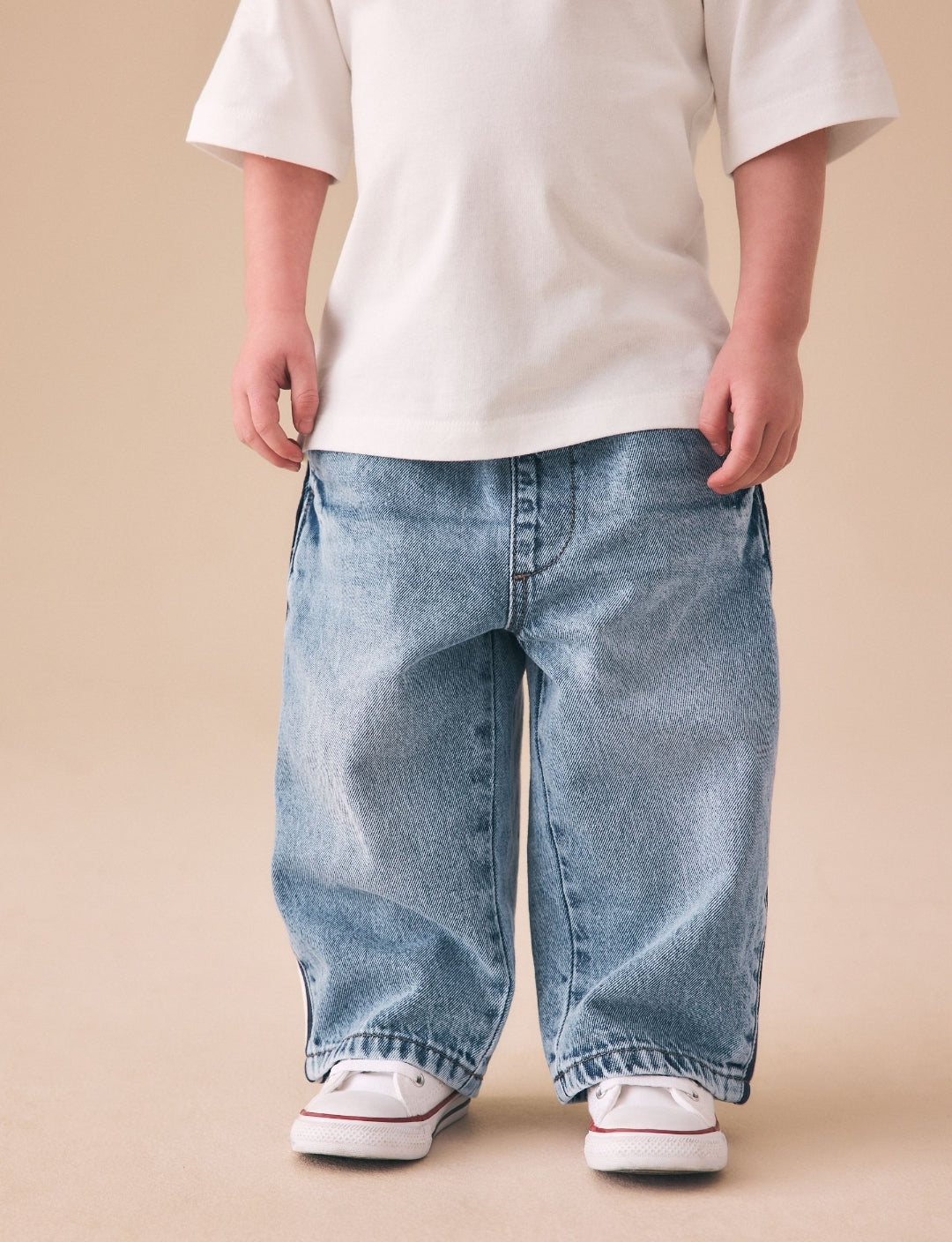 Light Blue Side Stripe Wide Fit Jeans