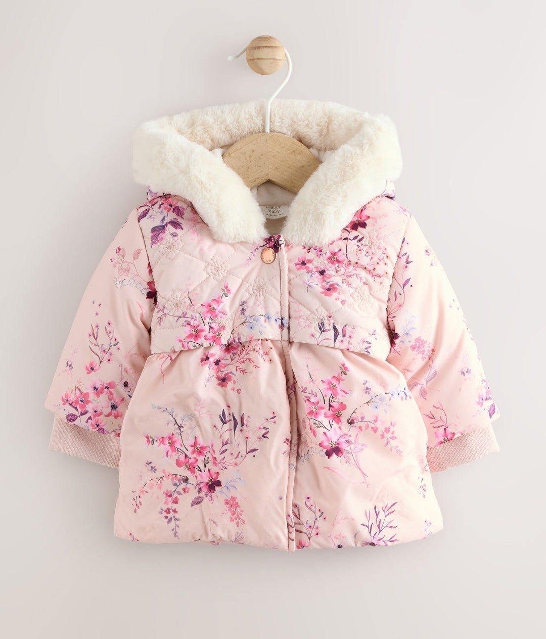 Pink Puffer Floral Baby Coat