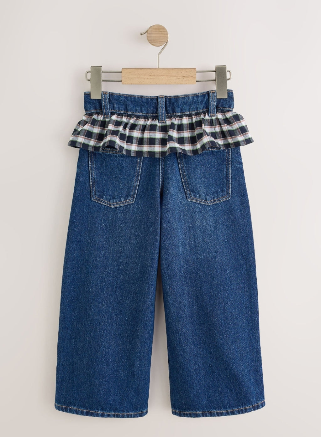 Blue Check Denim Peplum Wide Leg
Jeans