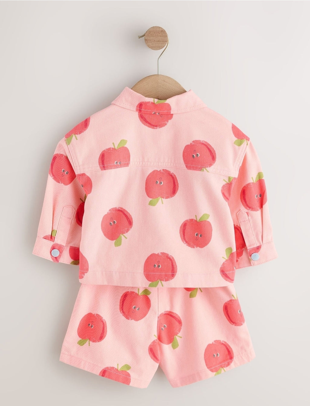 Pink Apple Printed Jacket And Shorts Set