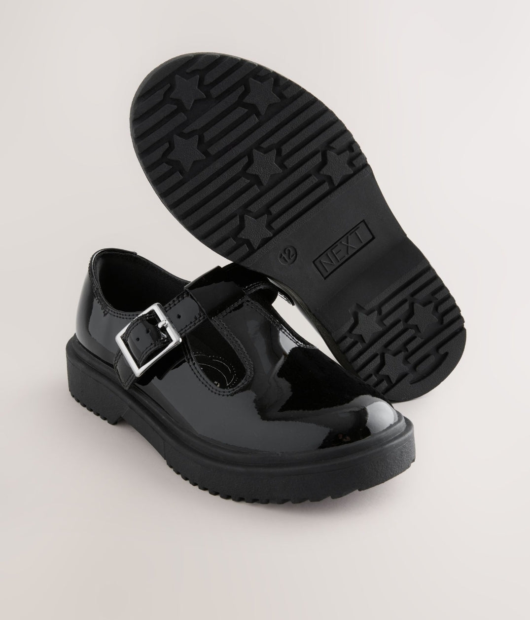 Black Chunky T-Bar School Shoes