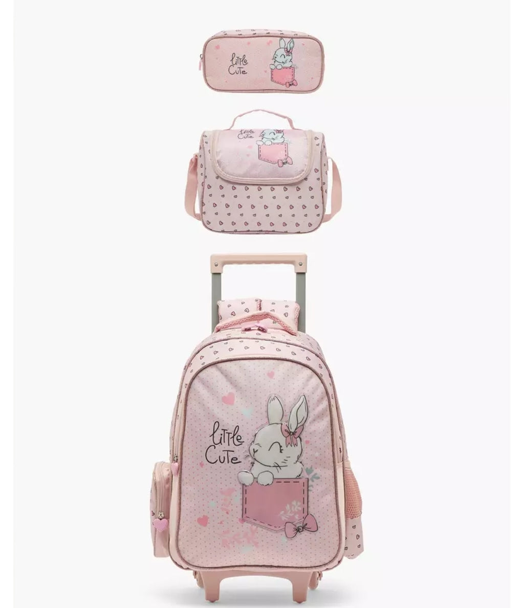 Rabbit Print 3-Piece School Trolley Bag Set 16 inches