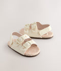 Neutral Floral Touch and Fasten Baby Sandals