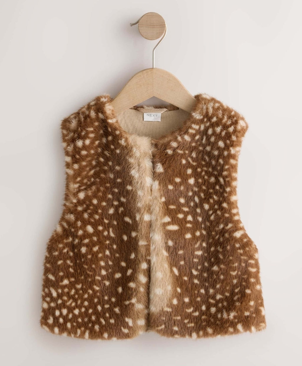 Deer Animal Print Faux Fur Gilet
