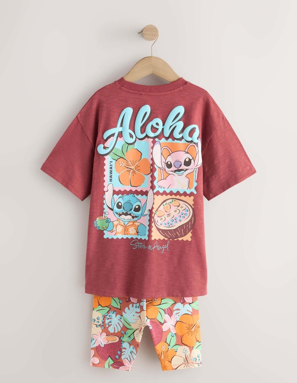 Chocolate Brown Lilo & Stitch License T-Shirt and Cycle Shorts