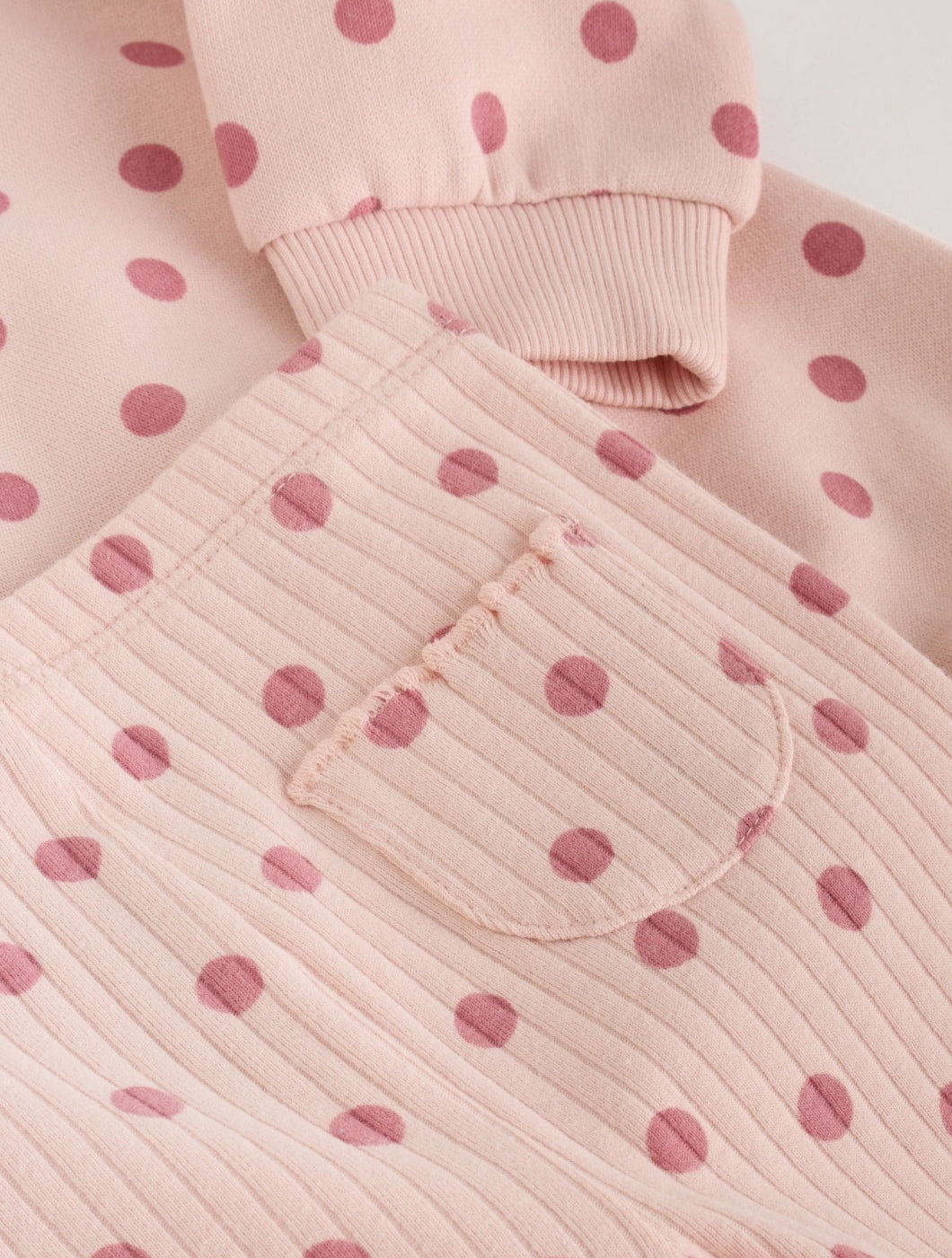 Chocolate Brown and Pink Spot Baby Sweater and Leggings Set