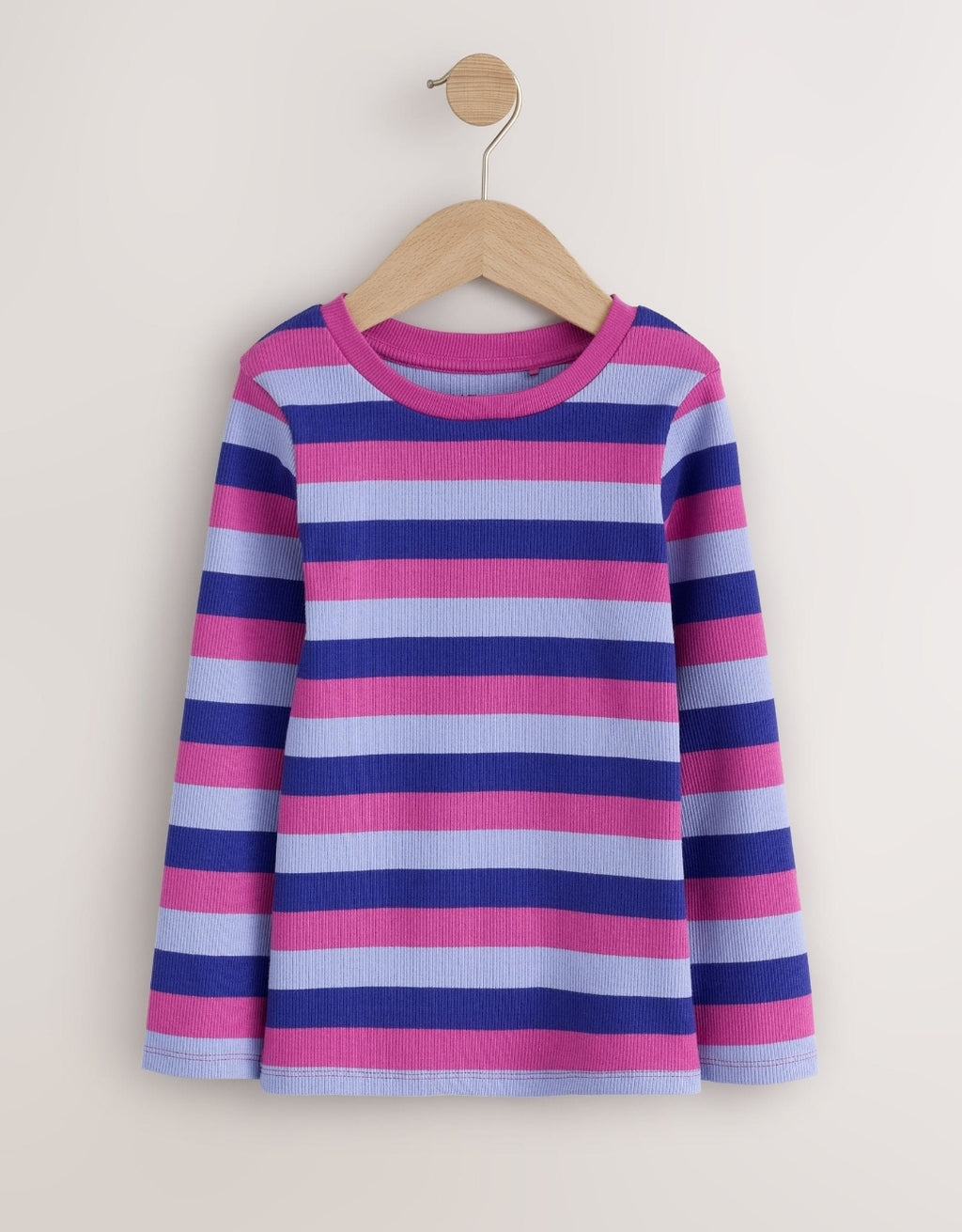 Navy/Pink Long Sleeve Ribbed T-Shirts 4 Pack