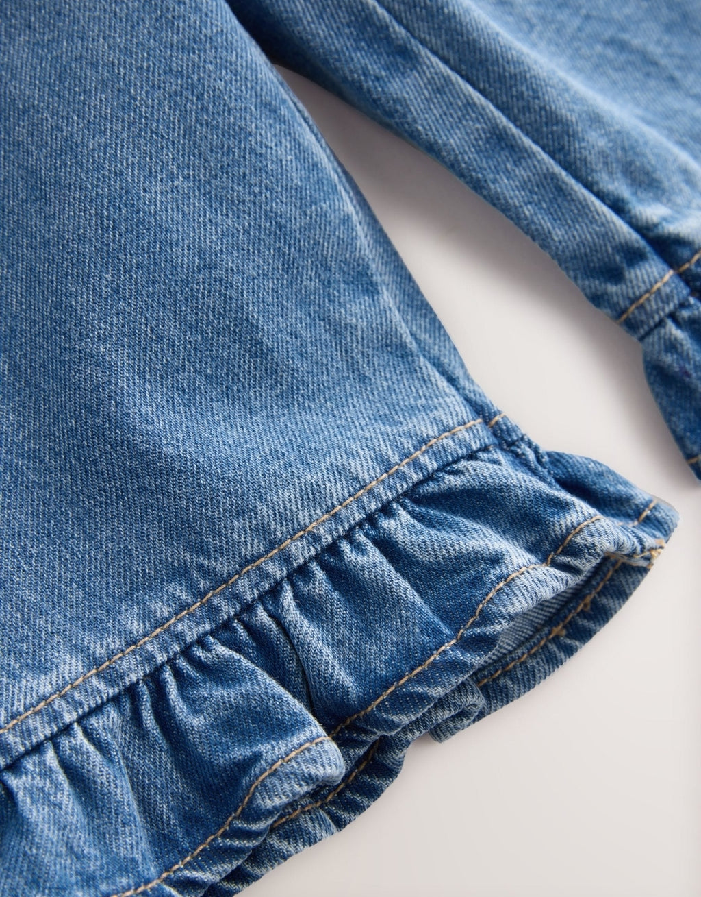 Denim Frill Hem Wide Leg Jeans