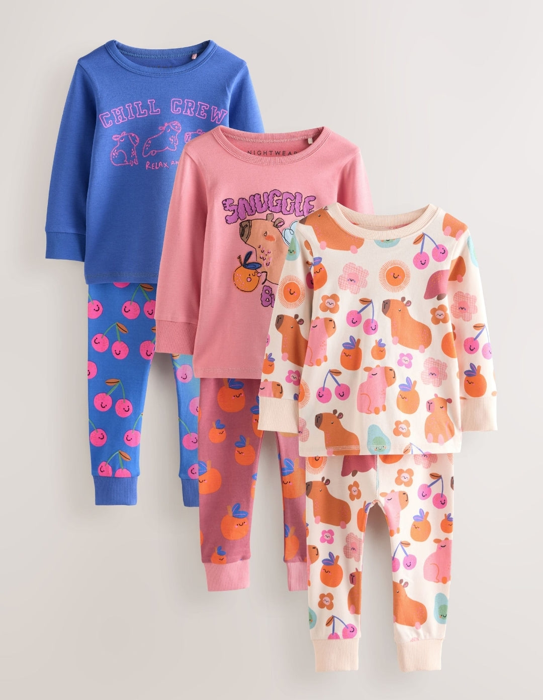 Cobalt Capybara Print Snuggle
Pyjamas 3 Pack