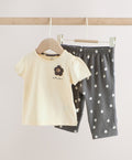 Black/White Flower Short Sleeve
Baby Top And Wide Leg 2 Piece Set