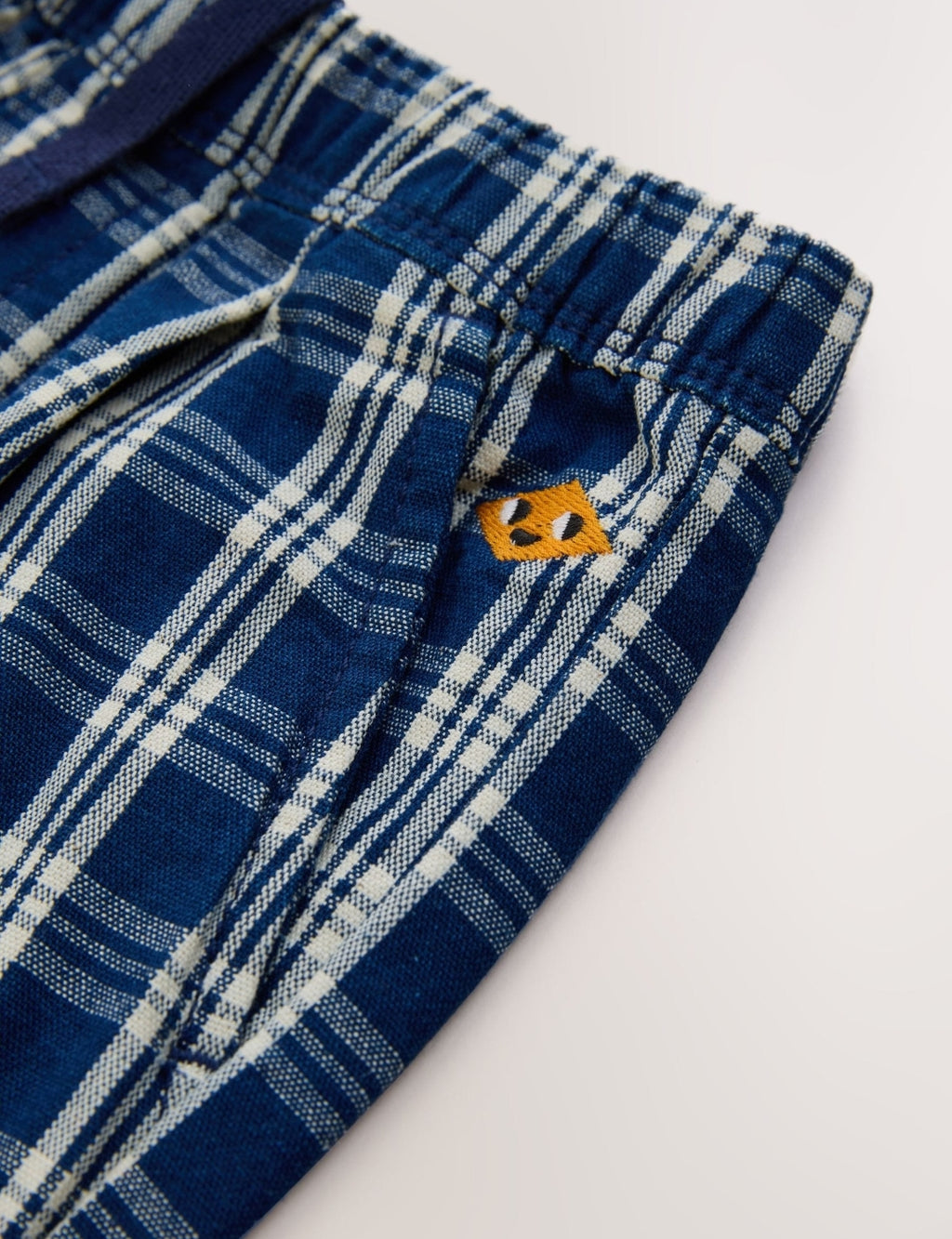 Dark Blue Grid Check Barrel Jeans
