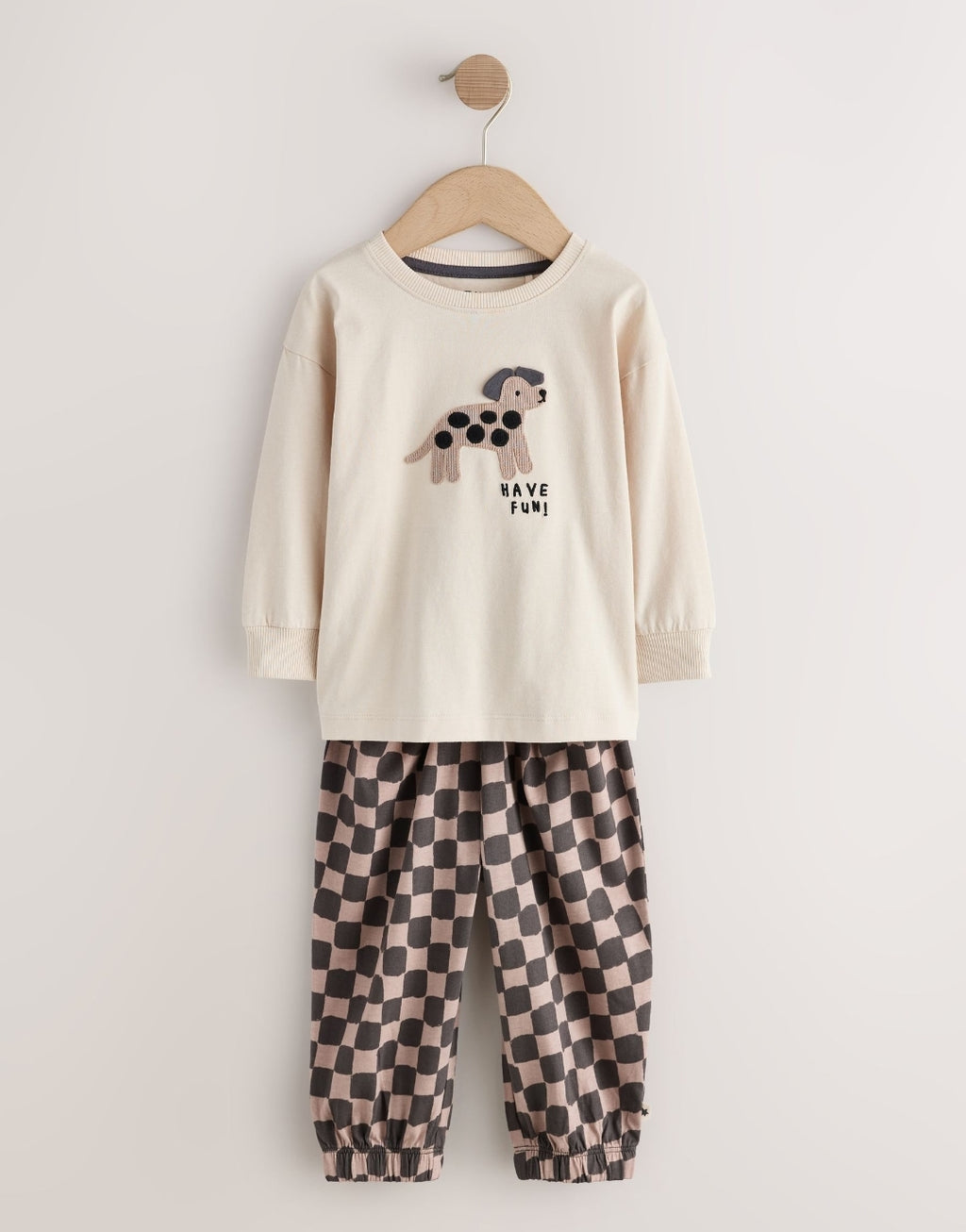 Ecru/Charcoal Mono Dog Oversized Pyjamas 3 Pack
