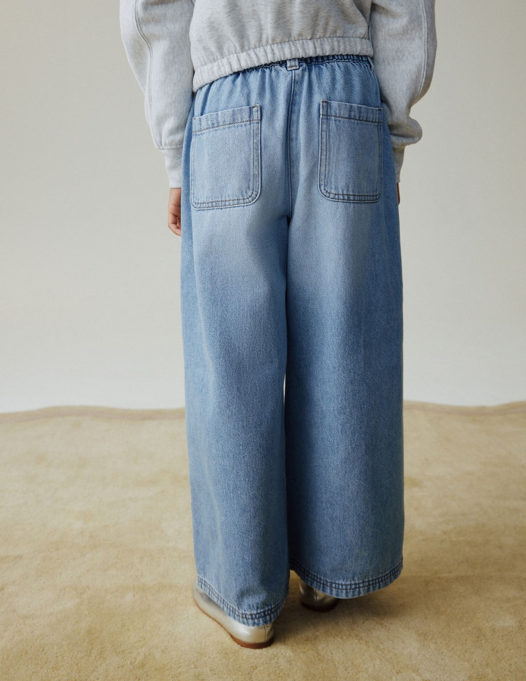 Light Blue Pull On Wide Leg Trousers
