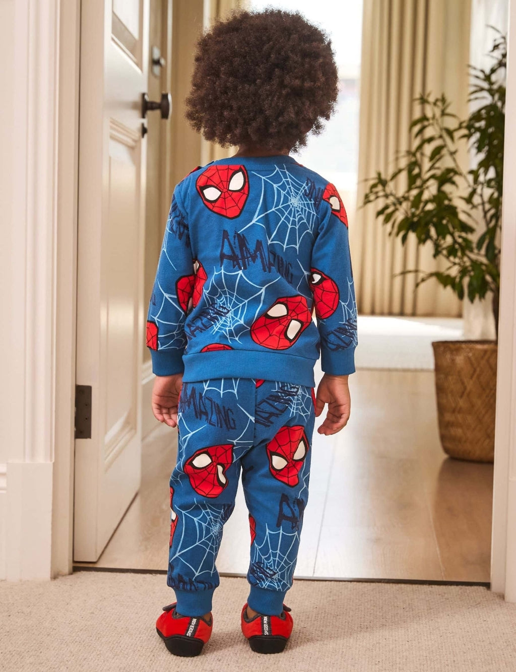 Navy Spiderman Single Cosy Fleece License Pyjamas