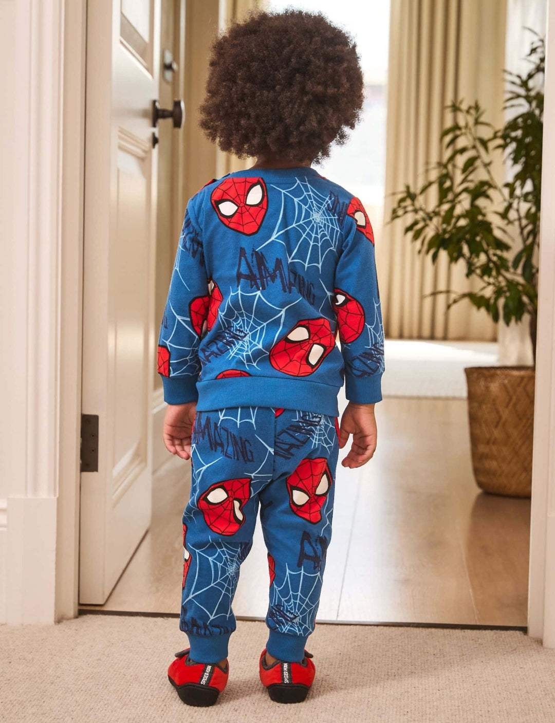 Navy Spiderman Single Cosy Fleece License Pyjamas
