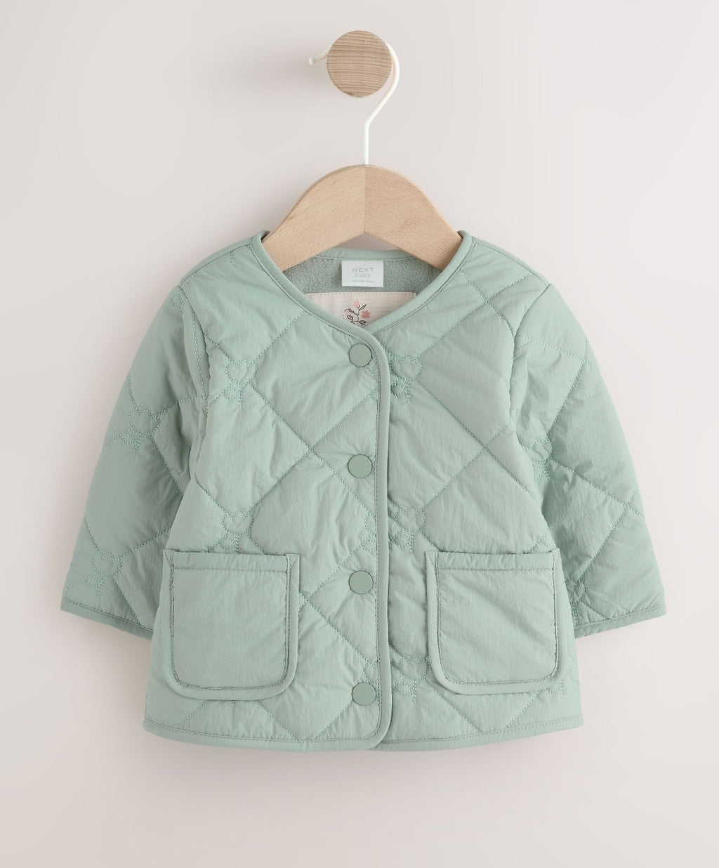 Sage Green Tulip Quilted Nylon
Baby Jacket