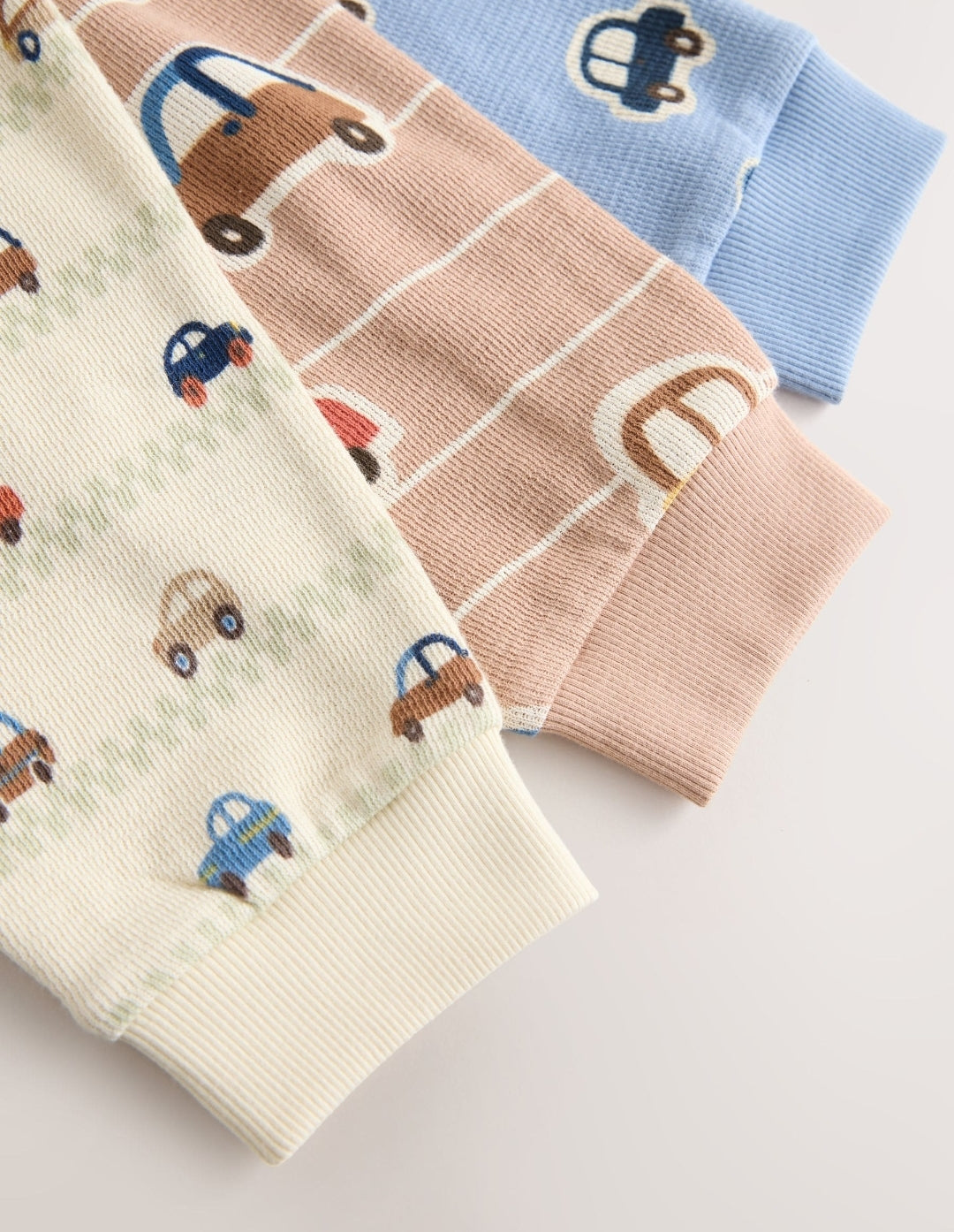 Ecru/Blue Relaxed Button NeckPyjamas Set 3 Pack