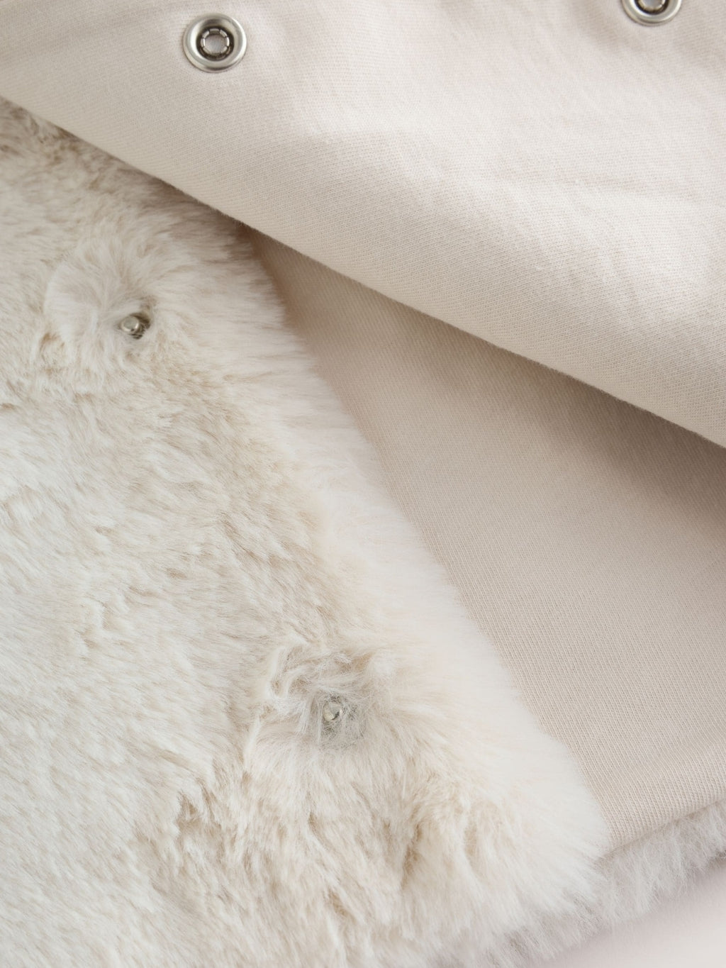 Ecru Faux Fur Hooded Baby Jacket
