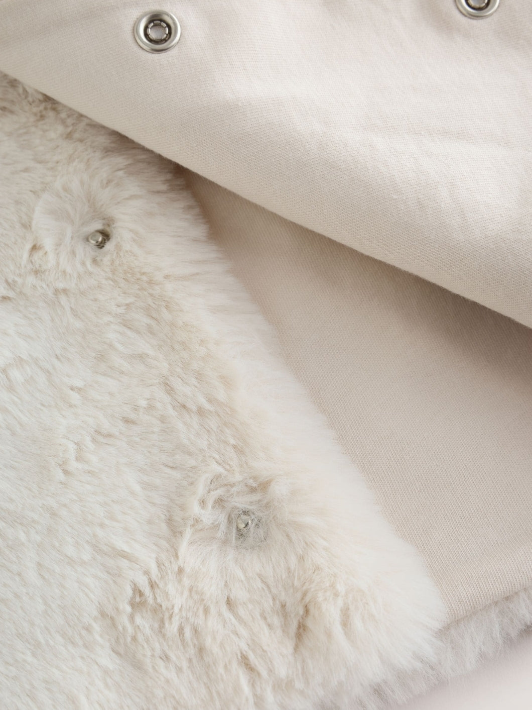 Ecru Faux Fur Hooded Baby Jacket