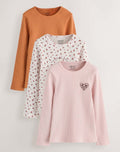 Pink Ditsy Long Sleeve Ribbed Top 3 Pack