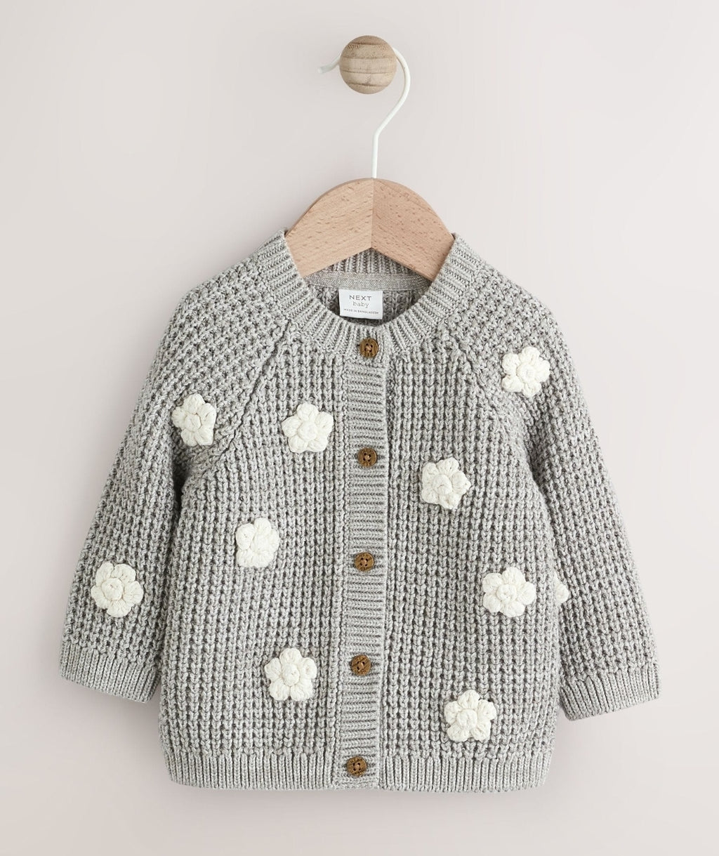 Grey Crochet Flowers Baby Knitted
Cardigan