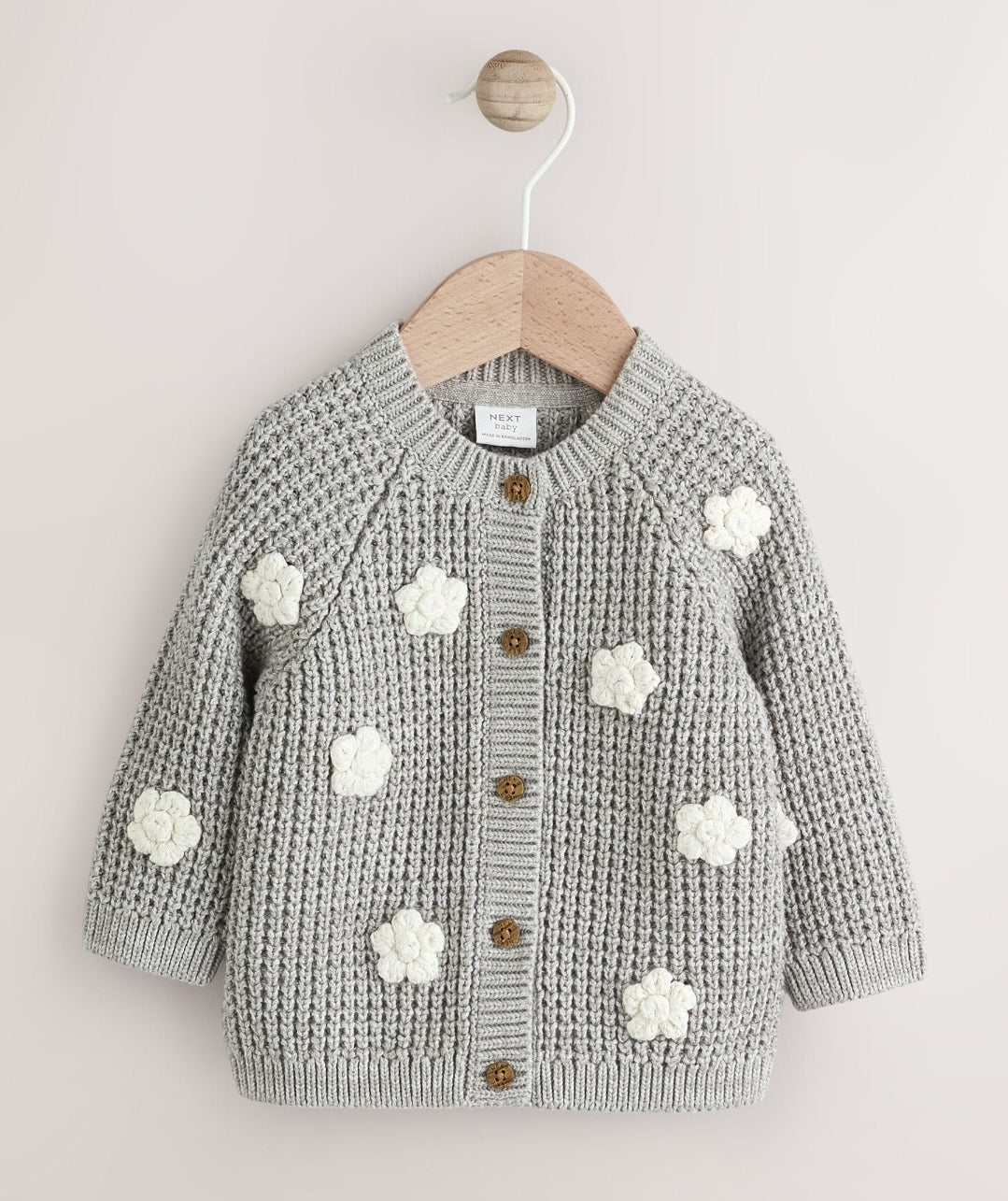 Grey Crochet Flowers Baby Knitted
Cardigan