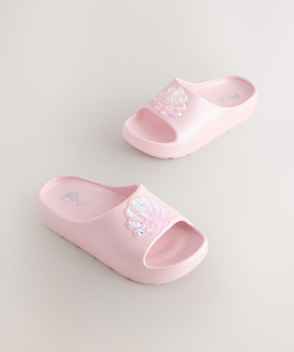 Pink Glitter Seashell Sliders