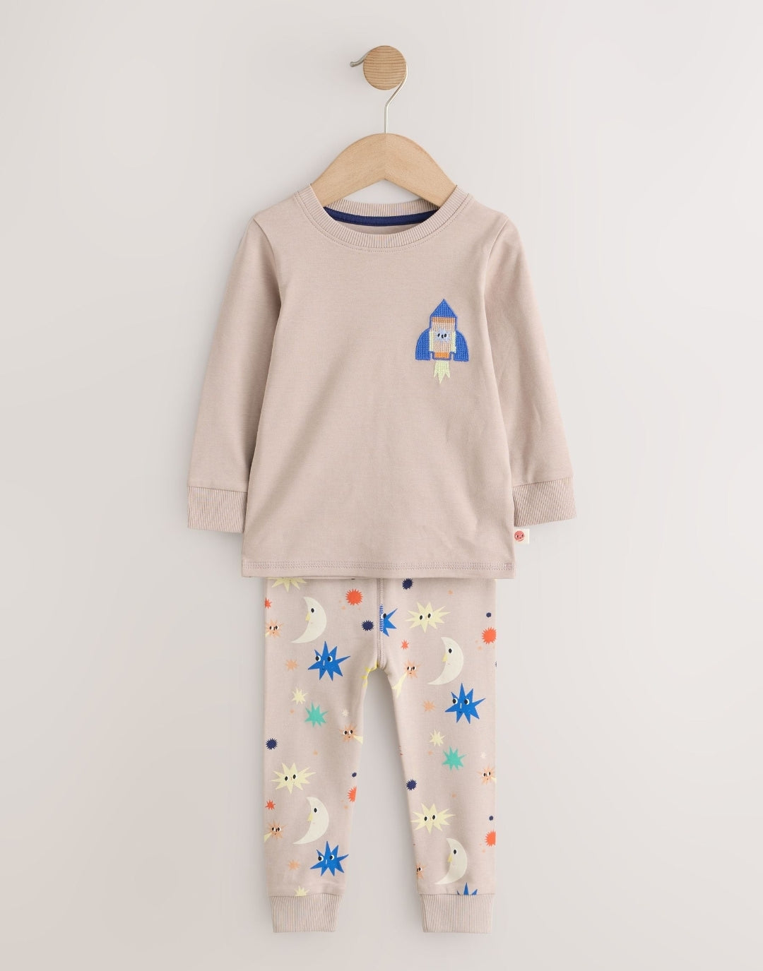 Ecru/Navy/Green Spaceship Relaxed Snuggle Pyjamas 3 Pack