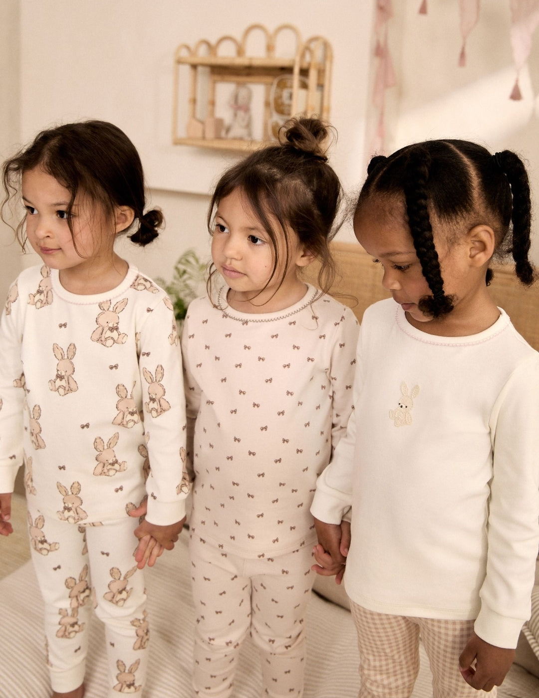 Neutral Bunny Print Snuggle Pyjamas 3 Pack