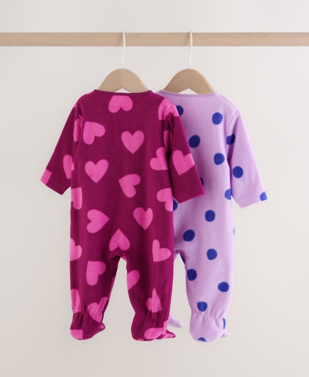 Purple/Pink Two Way Zip Micro
Fleece Sleepsuits 2 Pack