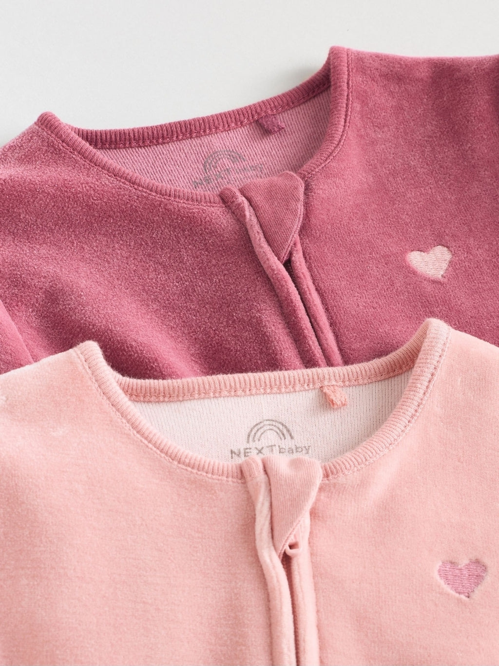 Pink Velour Baby Sleepsuits 2 Pack