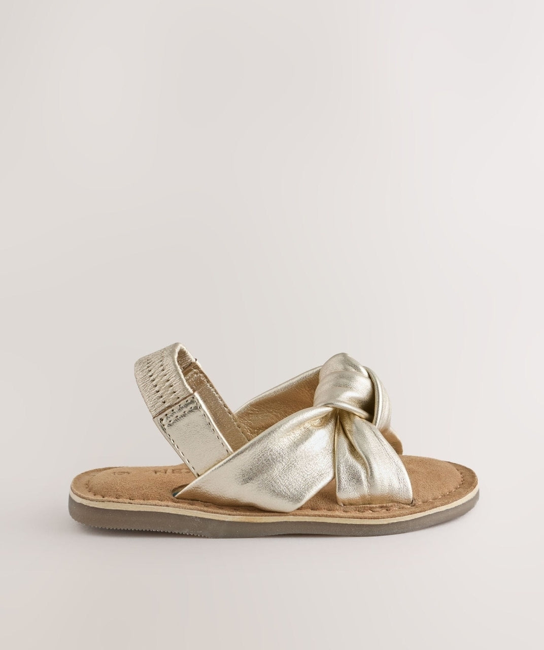 Gold Leather Knot Front Sandals