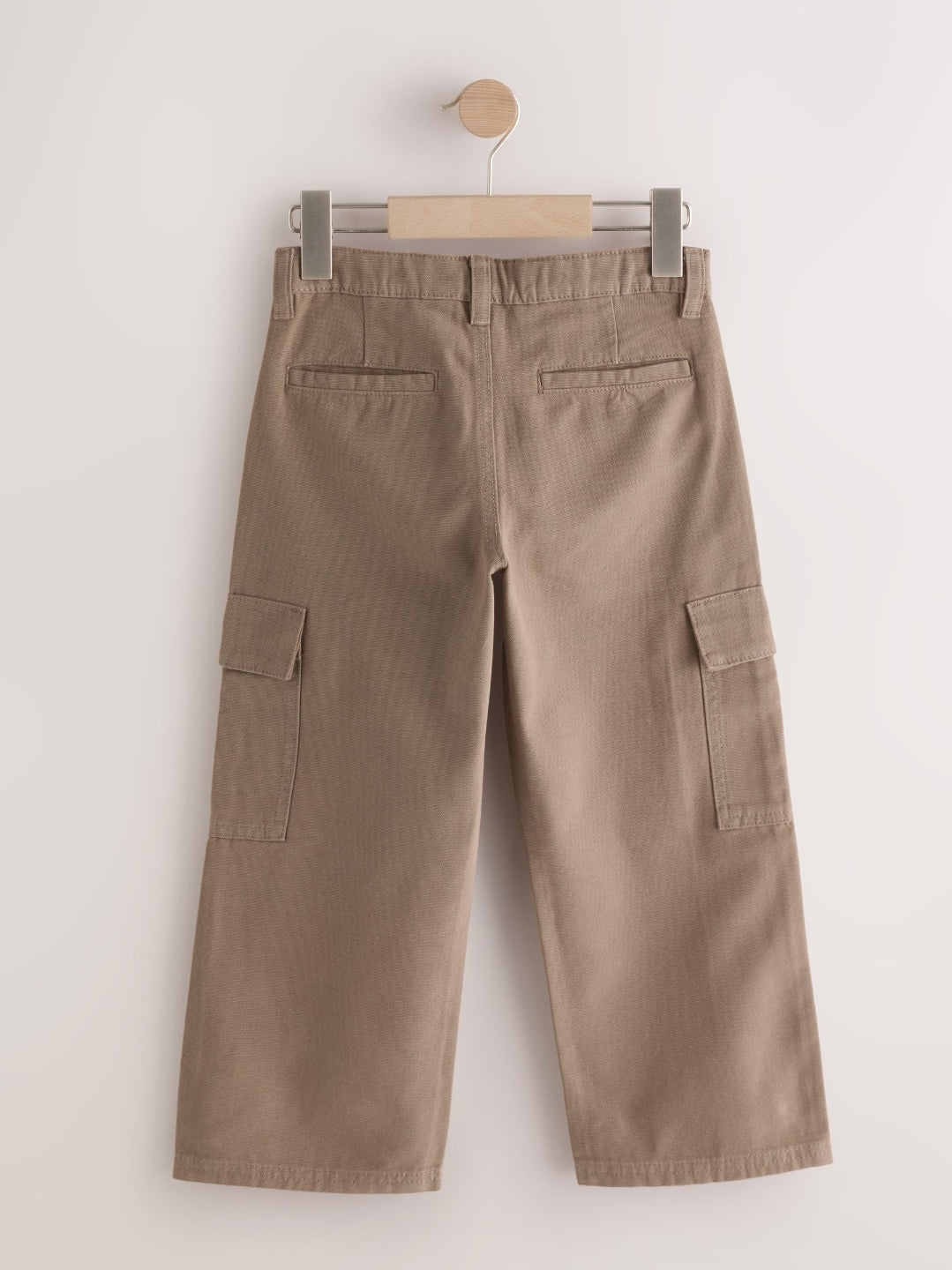Tan Brown Woven Twill Cargo