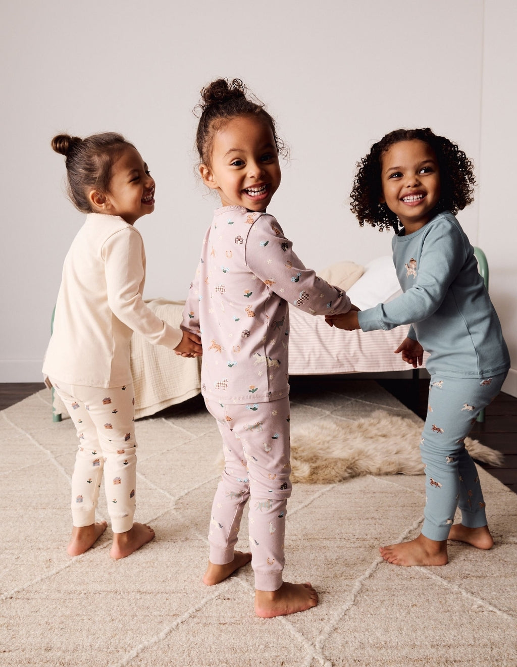 Cream/Blue Snuggle Pyjamas 3 Pack